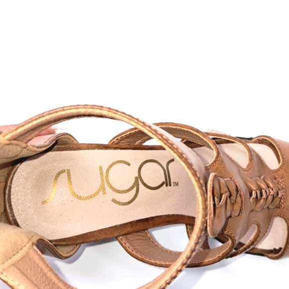 SUGAR Women’s Tan Brown Gladiator Block Heel Sandals Size 8.5M Zip Back Strappy - Picture 14 of 14